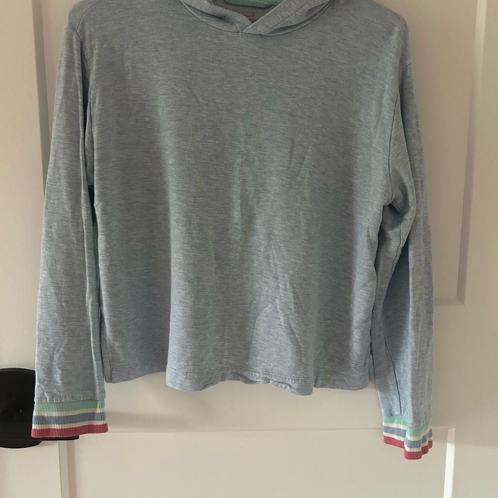 Vineyard Vines Light Blue Kids Hoodie with Colorful Cuffs